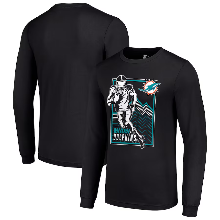 Men Miami Dolphins black 2024 NFL Long sleeve T Shirts->nfl t-shirts->Sports Accessory